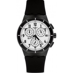 Swatch Unisex Watch Chrono Plastic Twice Again Black SUSB401