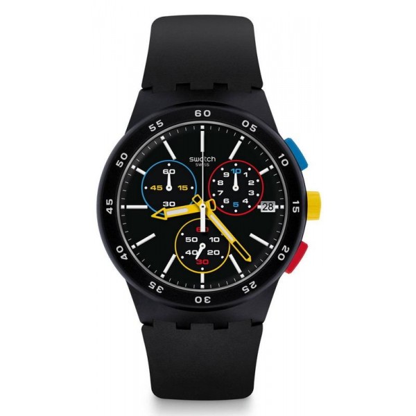 Buy Swatch Unisex Watch Chrono Plastic Black-One SUSB416